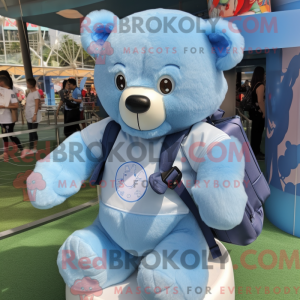 Sky Blue Teddy Bear mascot...