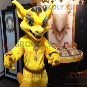 Gul Gargoyle maskot kostume...
