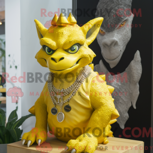 Gul Gargoyle maskot kostume...
