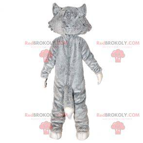 Mascotte grijze en witte wolf. Wolf hond mascotte -