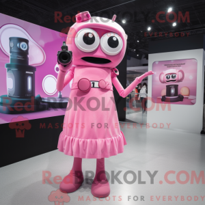 Pink Camera mascot costume...