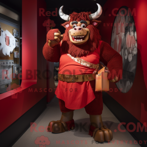 Red Minotaur mascot costume...