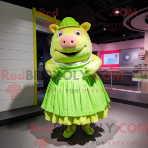 Lime Green Pig maskot...