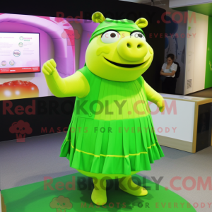 Lime Green Pig mascot...