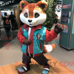 Teal Red Panda Maskottchen...