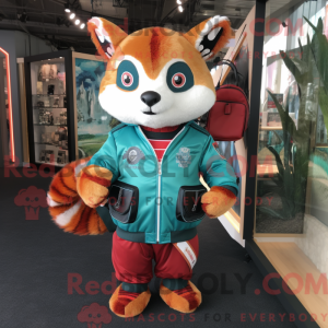 Teal Red Panda Maskottchen...