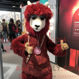 Maroon Llama mascot costume...