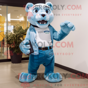 Cyan Smilodon maskot...