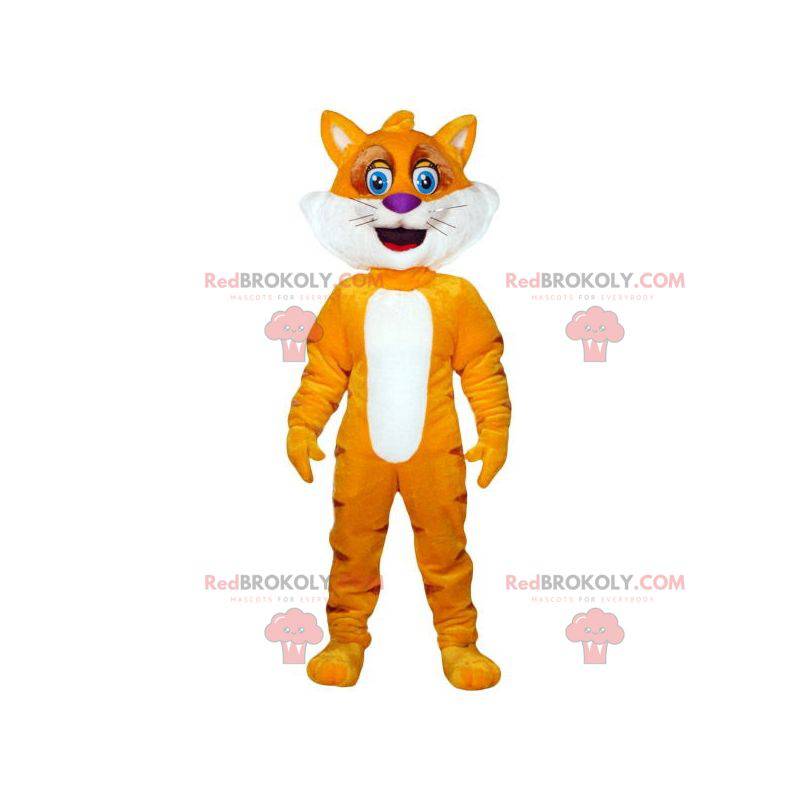 Oranje en gele kat mascotte. Vos mascotte - Redbrokoly.com