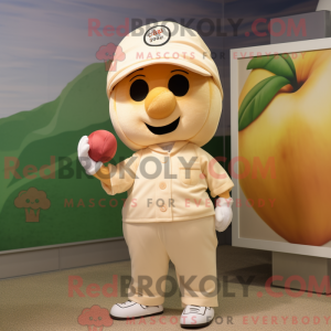 Beige Apple mascot costume...