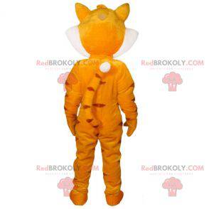 Oranje en gele kat mascotte. Vos mascotte - Redbrokoly.com