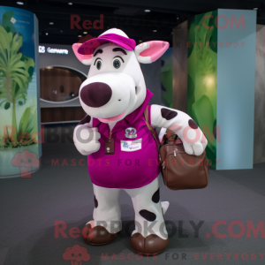 Magenta Holstein Cow maskot...