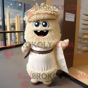 Beige Sushi mascot costume...