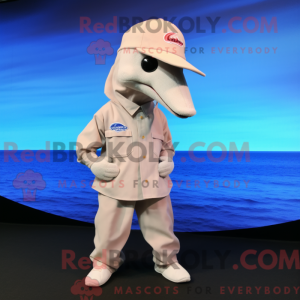 Beige Dolphin maskot...