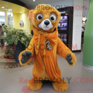 Orange Lemur maskot kostume...
