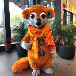 Orange Lemur maskot kostume...