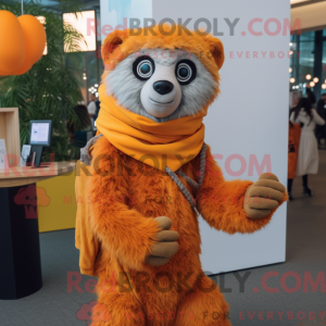 Orange Lemur maskot kostume...