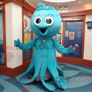 Teal Octopus mascot costume...