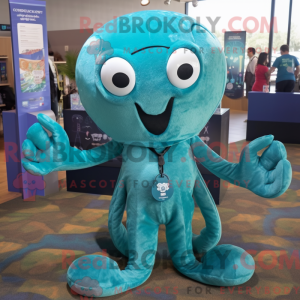 Teal Octopus mascot costume...