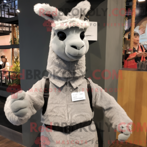 Grijze lama mascottekostuum...