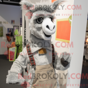 Grijze lama mascottekostuum...