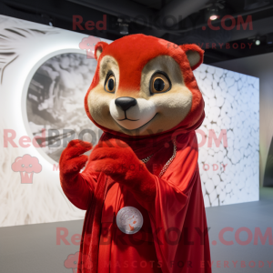 Red Weasel maskot kostume...