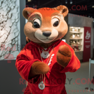 Red Weasel maskot kostume...