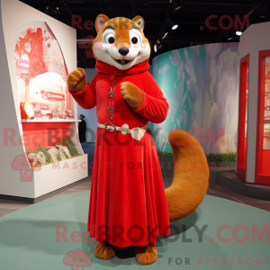 Red Weasel maskot kostume...