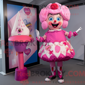 Roze clown mascottekostuum...
