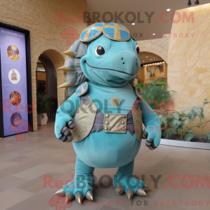 Turquoise Glyptodon mascot...