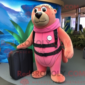 Pink Sea Lion maskot...