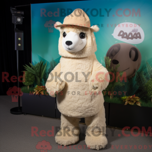 Beige Alpaca mascot costume...