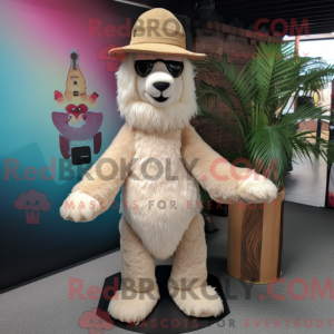 Beige Alpaca mascot costume...