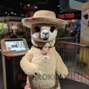 Beige Alpaca mascot costume...