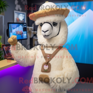Beige Alpaca mascot costume...