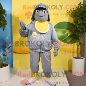 Gray Lemon mascot costume...