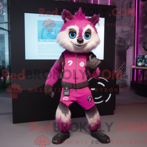 Pink Vaskebjørn maskot...