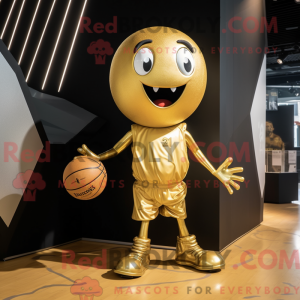 Gold Basketball Ball mascot...