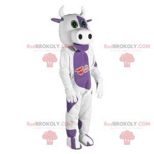 Mascotte mucca bianca e viola. Costume da mucca - Redbrokoly.com