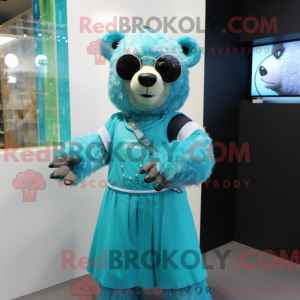 Cyan Spectacled Bear mascot...