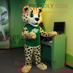 Grøn Cheetah maskot kostume...