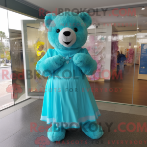 Cyan Bear-maskotdraktfigur...