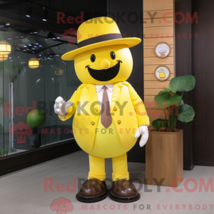 Geel Pruim mascottekostuum...