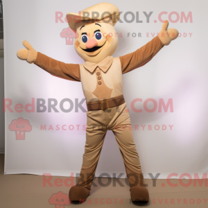 Tan Acrobat maskot kostume...