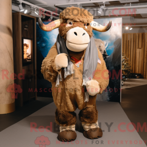 Beige Bison maskot kostume...