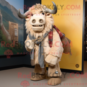 Beige Bison mascot costume...