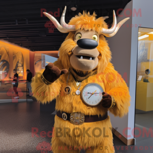 Gold Yak mascot costume...