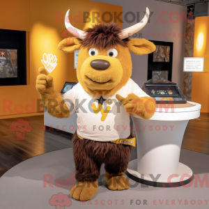Guld Yak maskot kostume...