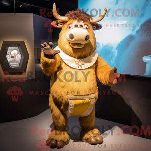 Gold Yak mascot costume...