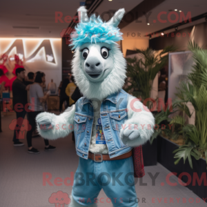 Sky Blue Lama maskot...